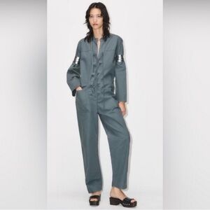 Zara Amelia jumpsuit Small Stylish Utility Coveralls cotton linen Utility Chic